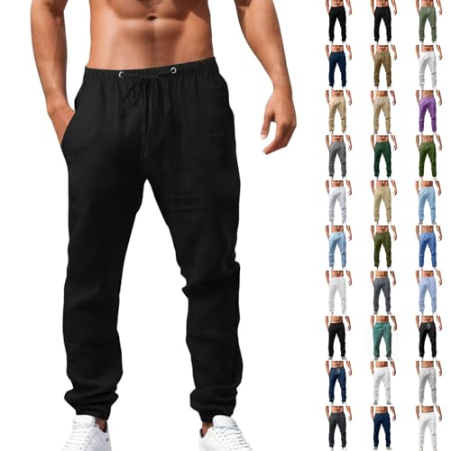 Pantalon homme respirant en coton lin contre la chaleur