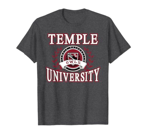 Temple Owls Laurels Dark Heather Officially Licensed T-Shirt