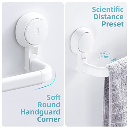 Tailink Towel Bar Suction Cup Towel Rack Removable For Bathroom Suction Towel Hanger No Drilling Towel Holder With 5 Hooks One Second Installation Plastictowel Bar Heavy Duty For Door, Kitchen - White #TOP6