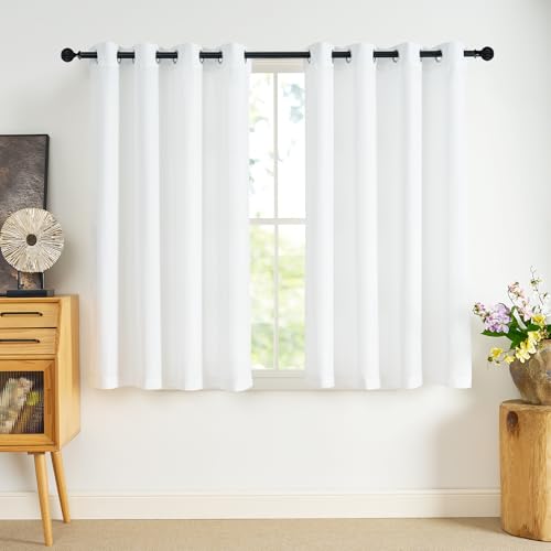 NICETOWN White Sheer Curtains 54 inches Long Privacy Non See Through Drapes for Bedroom Living Room, 2 Panels Light Filtering Grommet Top Semi Sheer C