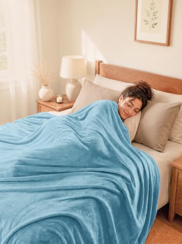 Image of Utopia Bedding Soft Fleece Bed Blanket Twin Size Washed Blue (60x80 Inch)