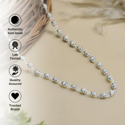 Image of Tulsi Mala 54 Beads | Original Tulsi Japa Mala for Puja, Chanting & Meditation | Certificate of Authenticity | Spiritual Rosary for Men & Women