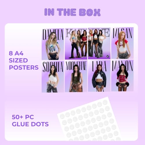 Image of Funk You Store Katseye Posters (Set of 8) | Katseye Photocards A4 Posters of Lara, Sophia, Yoonchae, Megan & more for Wall, Bedroom, Living room | Songs Poster for Wall | Glue Dots Included (D 041)