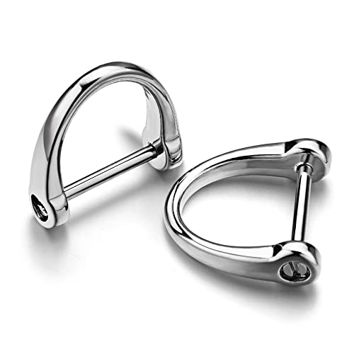 3 pairs D shape key ring with Screw Shackle for Car Key Leather Craft Purse Keychain Ring Horseshoe shape 3 colors Black Silver Gold