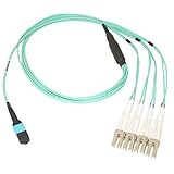 Plenum Fiber Optic Cable, 40 Gigabit Ethernet QSFP 40GBase-SR4 to MTP(MPO)/LC (4 Duplex LC) 24 inch...