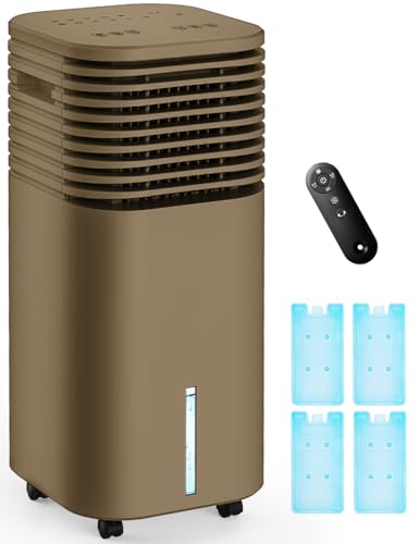 Image of 4-IN-1 Portable Air Conditioners, Evaporative Air Cooler w /4 Modes & 3 Speeds, 15H Timer for Smart Auto-off, 2-Gal Tank for 20H Cooling,17FT Remote,No Hose Needed - Brown
