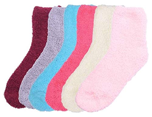 Image of Stanzino 6 PAIRS WOMEN COZY FUZZY NON SKID STRIPES SUPER SOFT WINTER SLIPPER SOCKS 9-11