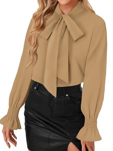 Image of LYANER Women's Bow Tie Neck Business Work Blouse