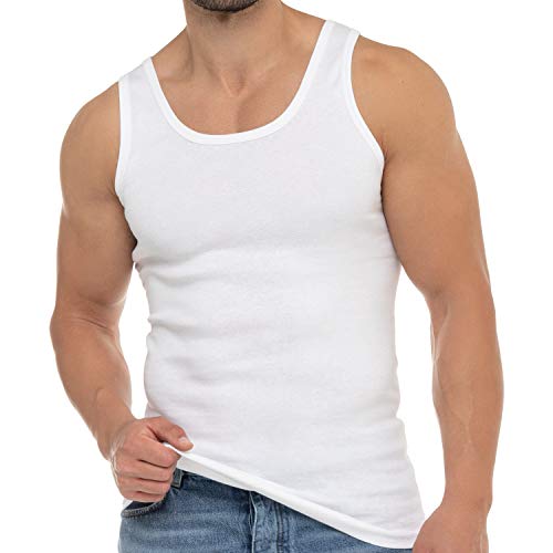 Celodoro Herren Business Tank Top (1 Stück) Achselhemd aus Baumwolle - Weiß 3XL