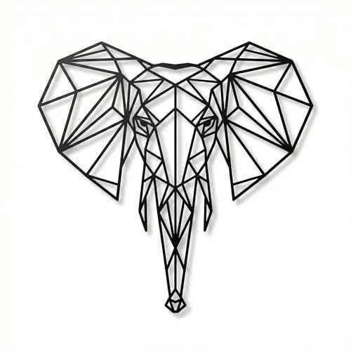 DEKADRON Metal Wall Art- Geometric Elephant Head -3D Wall Silhouette