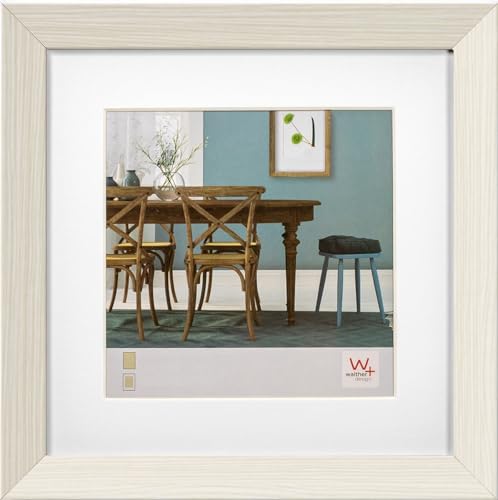 walther design EF220W3 Fiorito Picture Frame, White, 20 x 20 cm, Pack of 2, Wooden Frame with Passe-Partout - Image 2