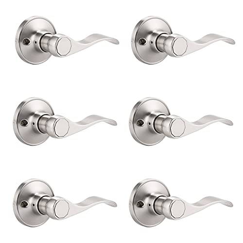 Probrico Wave Style Single Dummy Door Levers Dummy Door Handles Satin Nickel Finish, Right Handed, Pack Of 6 #TOP23