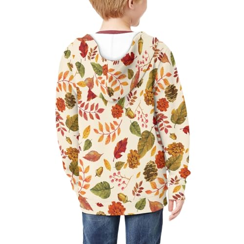 Image of Coloranimal Unisex Girls Boys Long Sleeve Casual Hoodies & Sweatshirts Tops Kids Zip Up Jacket Coat Age 6-16 Year