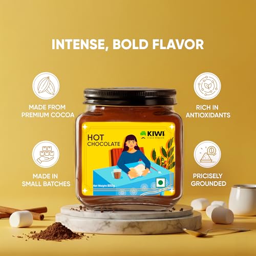 Image of KIWI Kisan Window Hot Chocolate- 500g | Natural Cocoa Blend, Rich Indulgent Flavor, Antioxidant Boost- Artisan Dark Chocolate Mix - 500g