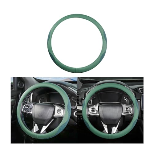 Car Steering Wheel Cover, Microfiber Breathable Ice Silk Leather Steering Wheel Cover Soft Anti-Slip Safety, 15inch Four Season Universal Fits for Most Truck,SUV,Cars (Green)