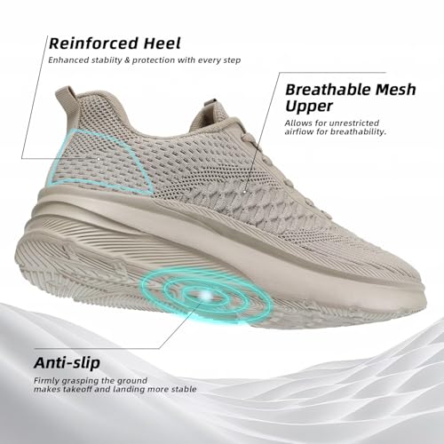 Image of Men's Wide Toe Walking Shoes Casual Trail Running Sneakers Cross-Trainer Tennis Non Slip Athletic Gym Workout Soft Sole Khaki