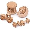 Houten baby rammelaar personaliseerbare baby rammelaar sensorische ontwikkeling houten speelgoed set