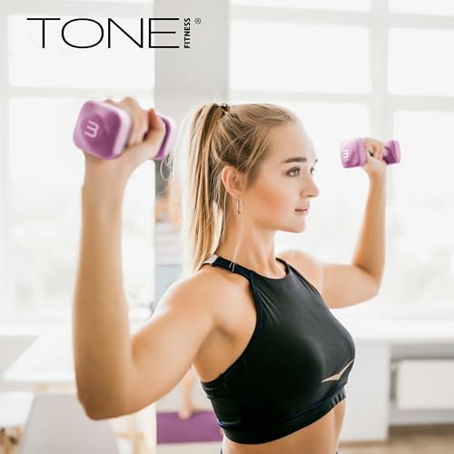 Tone Fitness Neoprene Dumbbell Weight Pairs with Anti-Roll Square Head | Multiple Options