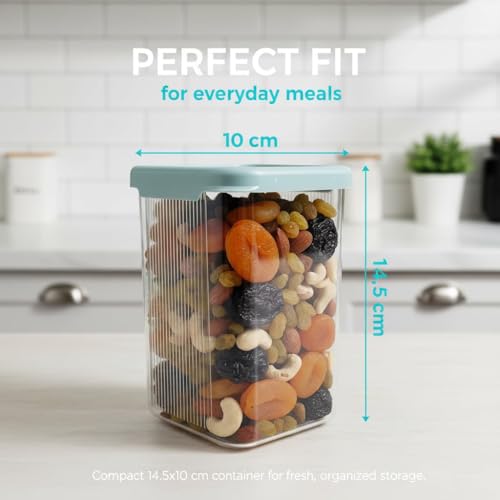 Image of Raawan Plastic Storage Containers Set for Kitchen | Leak-Proof Pantry Organizers for Grains, Pulses, Cereals, and Dry Fruits | Durable, Space-Saving Design (6, 1100)