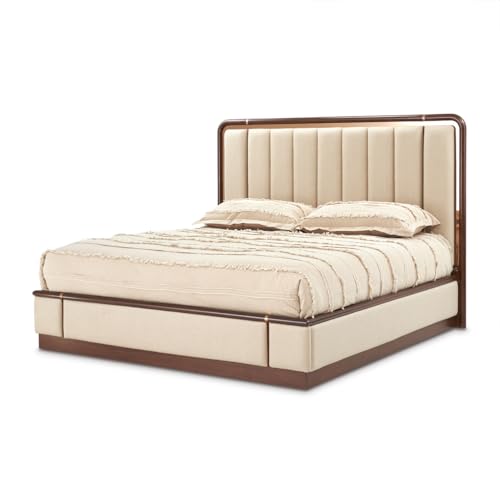 MICHAEL AMINI Mason Park King Lift Up Storage Bed - Beige/Umber