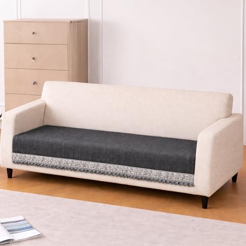 Cortina 2-Seater Anti-Slip Sofa Cover with Tassels | Soft & Washable Living Room Sofa Protector | Includes 2 Matching 40 x 40 Cm Cushion Covers [Grey, 2-Seater] Deal