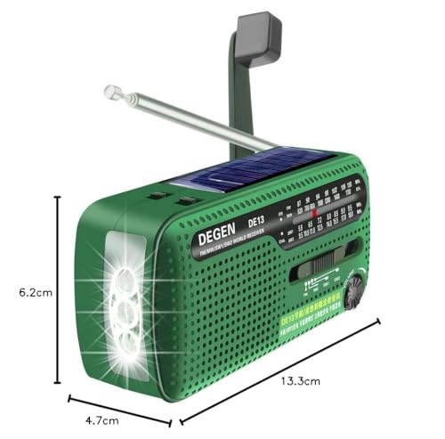 Degen DE13 Rádio portátil FM AM SW rádio de emergência de ondas curtas, rádio operado por bateria 3A