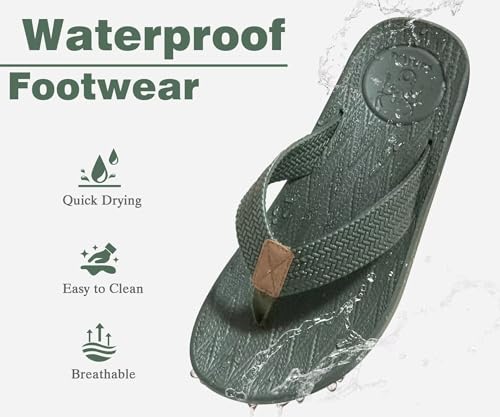 Image of KuaiLu Mens Flip Flops Arch Support Comfortable Summer Beach Thong Sandals Yoga Foam Cushion Slip on Slippers