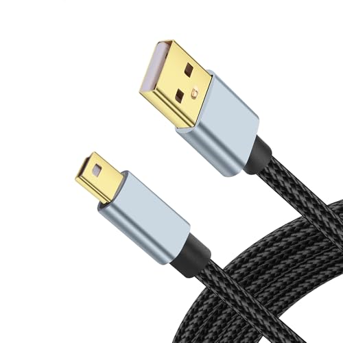 JSADZKJ Mini cable de datos USB, USB A 2.0 a USB Mini Cable USB Mini B de nylon trenzado cable de carga, compatible con MP3 Player Cámara GPS Receptor Micrófono 10Ft/3M (10Ft/3M)