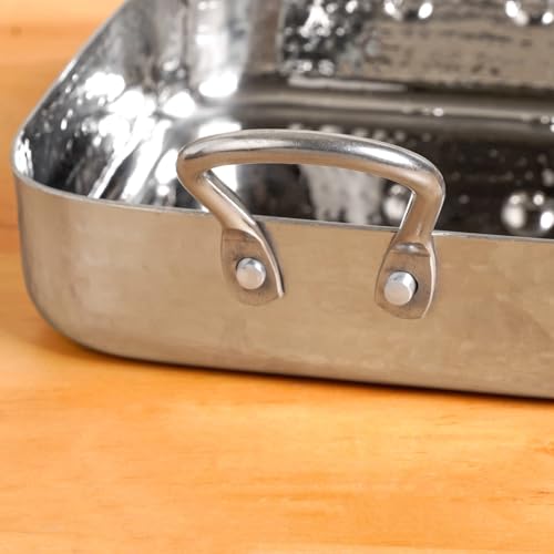 Image of Nestasia Stainless Steel Square Serving Dishes Set of 2 (450ml, 650ml) - Hammered Flat-Base Steel Serving Bowl with Dual Handles | Rust, Stain & Scratch Resistant Serveware with Glossy Finish