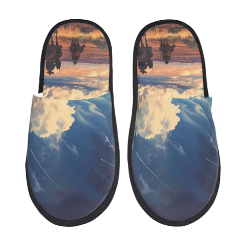Western Desert Cloud Cowboy Print Women Slippers Home Furry Shoes Keep Men Couples Shoes Warm For Women-