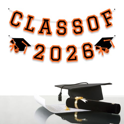 Image of Class of 2026 Graduation Banner University College Grad Garlands Decoration Party Supplies High School Colors Oragne