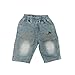 4-5 Years Jean Shorts for Boys Baggy M Embroidery Elastic Waist Fashion Cargo Jeans Straight Leg Loose Fit Outdoor Casual Jorts Blue