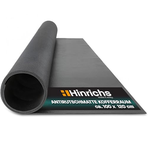 Hinrichs Antirutschmatte Auto 120 x 100 cm - Kofferraummatte zuschneidbar - Anti Rutsch Matte, Schmutzfangmatte & Schubladenmatte - Gummimatte Kofferraum - rutschfeste Unterlage für Hundebox