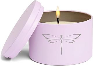Scented Candle Gift 8oz with Lid Dragonfly (Vanilla - Purple)