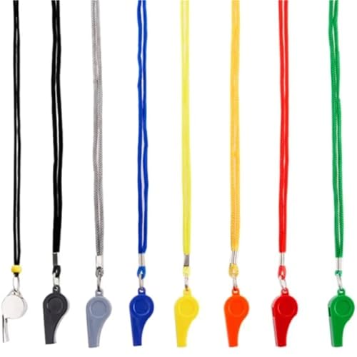 Set de 8 silbatos deportivos con cordón miniatura 6