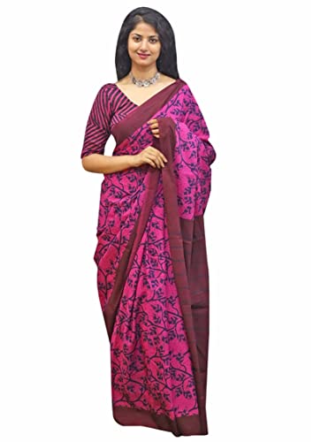 Sari indien en coton imprimé main avec chemisier pour vos cérémonies et soirées