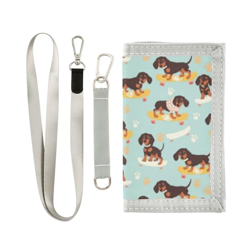 Wusikd Dachshund Kids Wallet for Boys Girls Dogs Paws Toddler Trifold Wallet Novelty Wallet for Teens Women Men