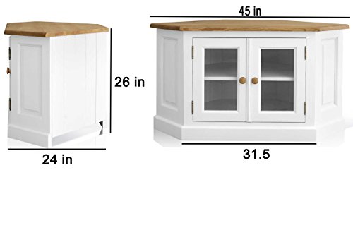 Image of APRODZ Mango Wood Borgia TV Stand Entertainment Unit for Living Room | White Finish
