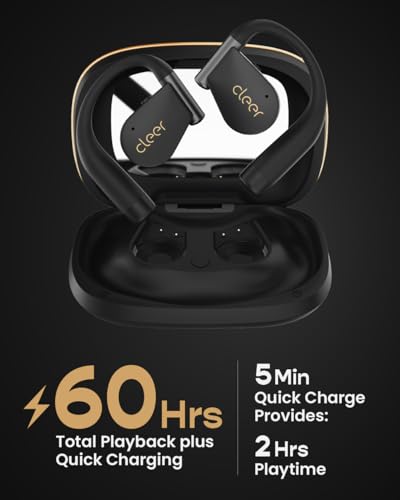 Image of Cleer ARC 5 Open Ear Earbuds with Hooks, Dolby & THX Spatial Audio, 60H Playtime, Fast Charging, Waterproof, Earbuds Wireless Bluetooth, Running Headphones, Water-resistant Open Ear Headphones - Black