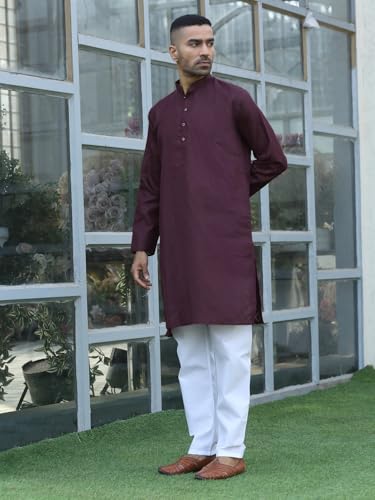 Image of KRAFT INDIA Men's Cotton Kurta Pyjama Set | Woven Design Traditional Ethnic Wear | Festive, Wedding & Casual Outfit | Comfortable & Breathable Fabric