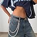 Layered Gold Pants Chain For Men Women, Layered Pearl Wallet Chain Belt Accessories Fashionable Pocket Pearl Love Heart Rhinestone Beads Jean Punk for Biker