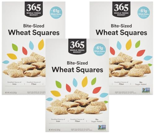 Image of 365 by Whole Foods Market, Bite Sized Wheat Squares Cereal, 14 Ounce (Pack of 3)