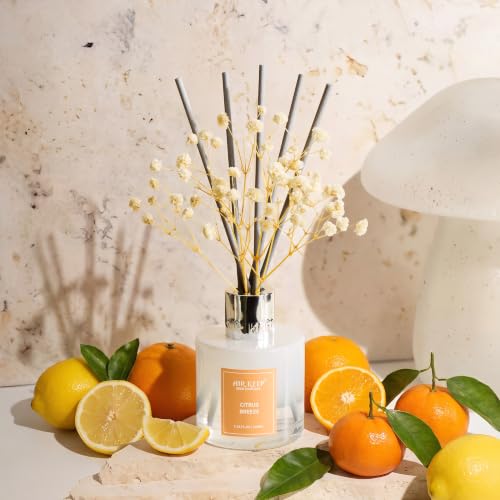 Image of Airkeep Reed Diffuser Set,3.38 fl oz (100 ml) - Citrus Breeze Oil Diffusers with 8 Reed Sticks, Home Fragrance Reed Diffuser for Bathroom Shelf Decor