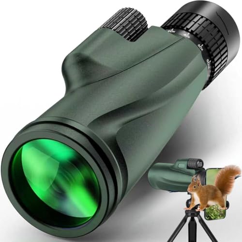 80x100 High Power Monocular Telescope with Smartphone Adapter Tripod, Larger Vision Monoculars for Adults with BAK4 Prism & FMC Lens, Suitable for Bird Watching Hunting Hiking Camping Wildlife