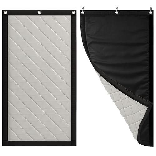 JaneTech Soundproof Curtain 82.6 x 47.2 Heavy Duty Sound Dampening Curtain with Grommets & Wall Hooks Multi-Layer Acoustic Curtain for Noise Reduction & Light Blocking Black Single Curtain
