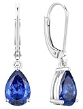 YL 925 Sterling Silver Teardrop Dangle Drop Earrings for Women 7x10 MM Solitaire Created Tanzanite Leverback Jewelry