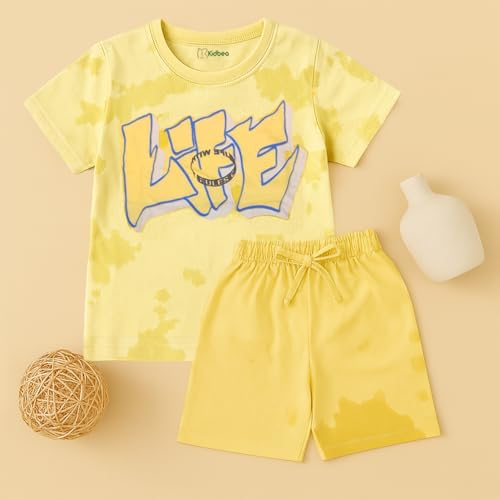 Image of Kidbea Kids Cotton T-Shirt and Shorts Set | Soft Breathable Co-Ord Outfit for Boys | Trendy & Stylish Summer Wear | Boys Clothing Set