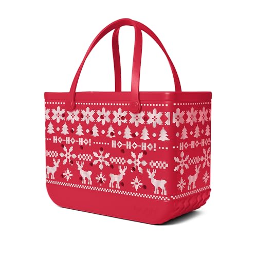 BOGG BAG Original Large Tote 19 x 14 x 9 Durable Washable Tip-proof Beach Pool Boat Work Sports (Ugly Sweater Red)
