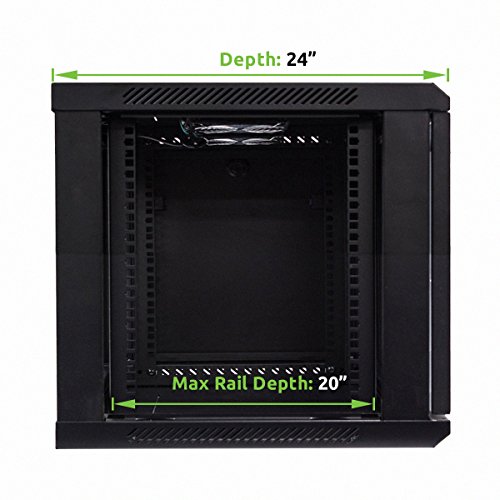 Navepoint 9U Wall Mount Network Cabinet For 19” It Equipment, A/V, Tempered Glass Door, Side Panels, Locks, 2 Fans, 600Mm Depth, Max Weight 132 Lbs #TOP1