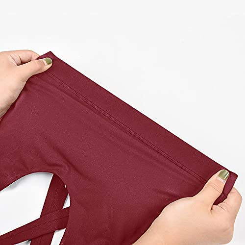 Image of Sports Bras for Women High Impact Support for Yoga Gym Running Workout Fitness Strappy Sports Bra with Padded Removable Cups, Wine Red, Small
